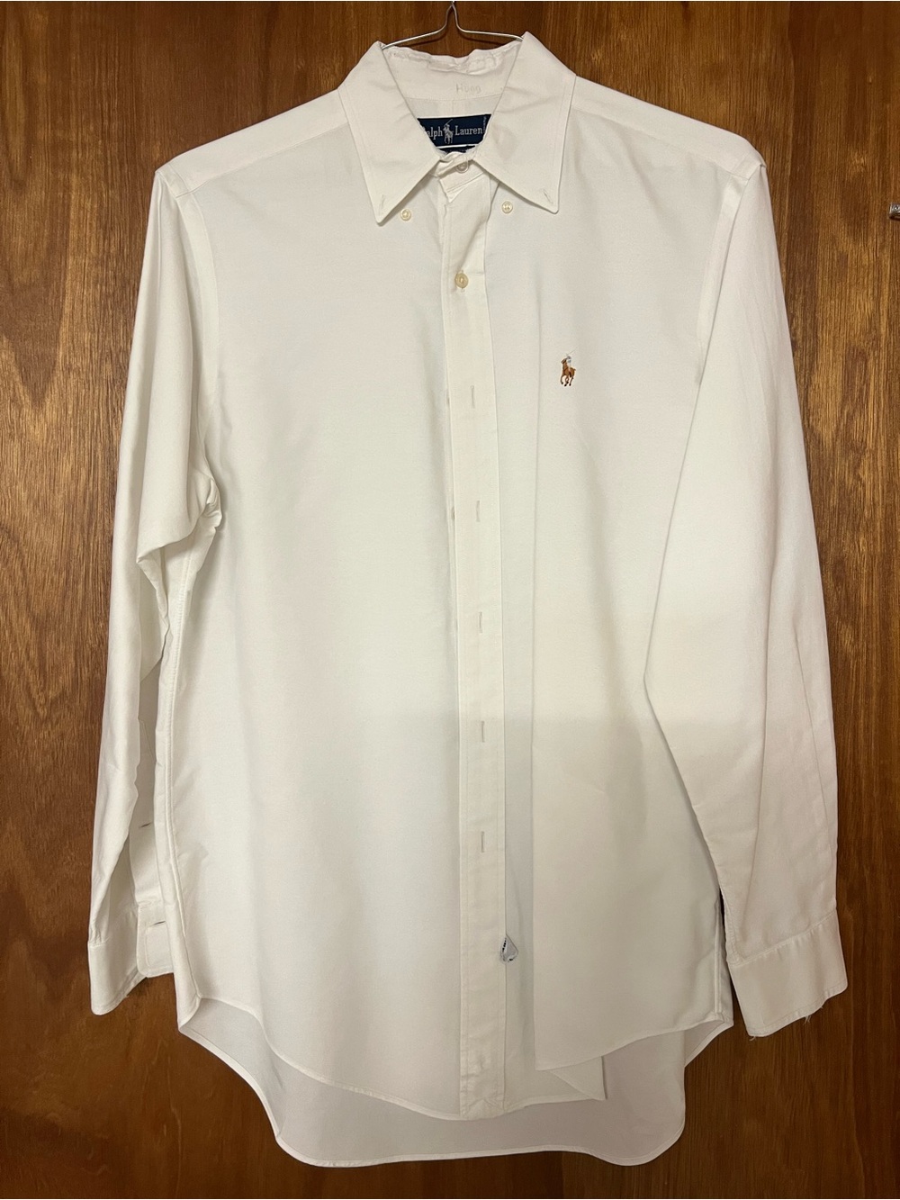 Ralph Lauren Men's White Long-Sleeve Dress Shirt with Pony Logo